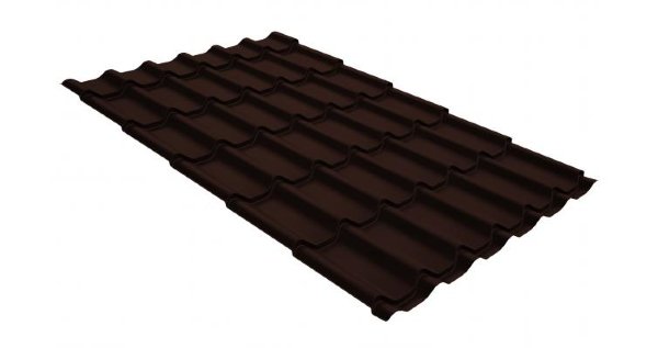 Металлочерепица классик GL 0,5 GreenCoat Pural Matt RR 887 шоколадно-коричневый (RAL 8017 шоколад) купить в Черкесске