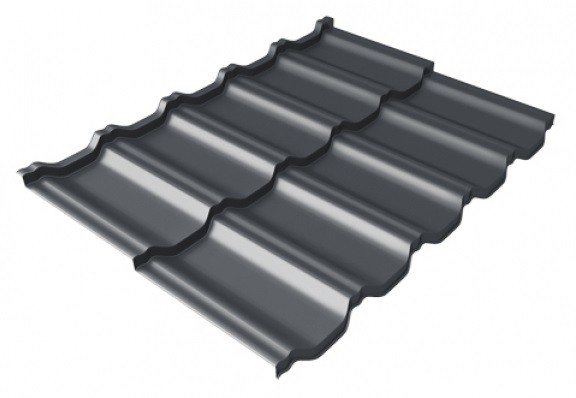 Металлочерепица модульная Квинта Uno Grand Line c 3D резом 0,5 Satin Мatt RAL 7024 мокрый асфальт купить в Черкесске
