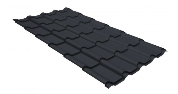Металлочерепица камея GL 0,5 GreenCoat Pural RR 23 темно-серый (RAL 7024 мокрый асфальт) купить в Черкесске
