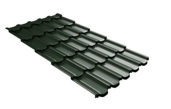 Металлочерепица квинта плюс с 3D резом 0,5 GreenСoat Pural Matt RR 11 темно-зеленый (RAL 6020 хромовая зелень) купить в Черкесске