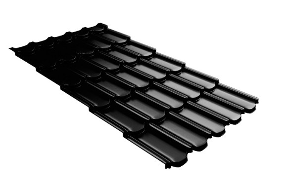 Металлочерепица квинта плюс с 3D резом 0,5 GreenСoat Pural Matt RR 33 черный (RAL 9005 черный) купить в Черкесске
