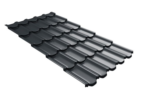 Металлочерепица квинта плюс с 3D резом 0,5 Satin RAL 7016 антрацитово-серый купить в Черкесске