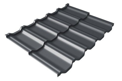 Металлочерепица модульная Квинта Uno Grand Line c 3D резом 0,5 Velur RAL 7024 мокрый асфальт купить в Черкесске